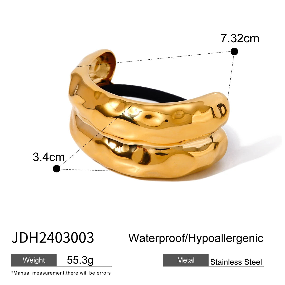 Uworld Mode gehämmert glänzende geometrische Doppel bogen Pony Haarnadel Kopf bedeckung Vintage Schmuck Pony Manschette Zubehör Geschenk 2024