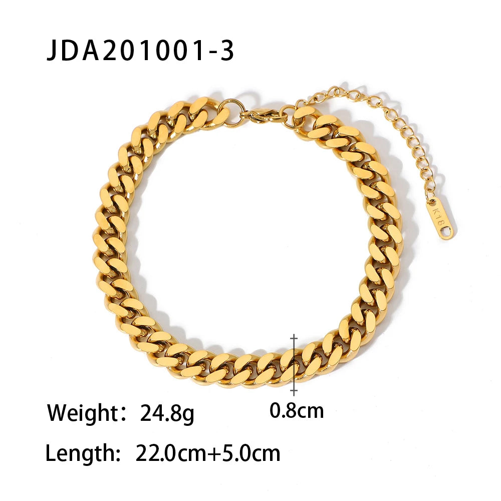 3mm 6mm 8mm Punk Miami Kubanischen Kette Fußkettchen Für Frauen Gold Überzogene Edelstahl Stapeln Kette Fußkettchen fuß Schmuck