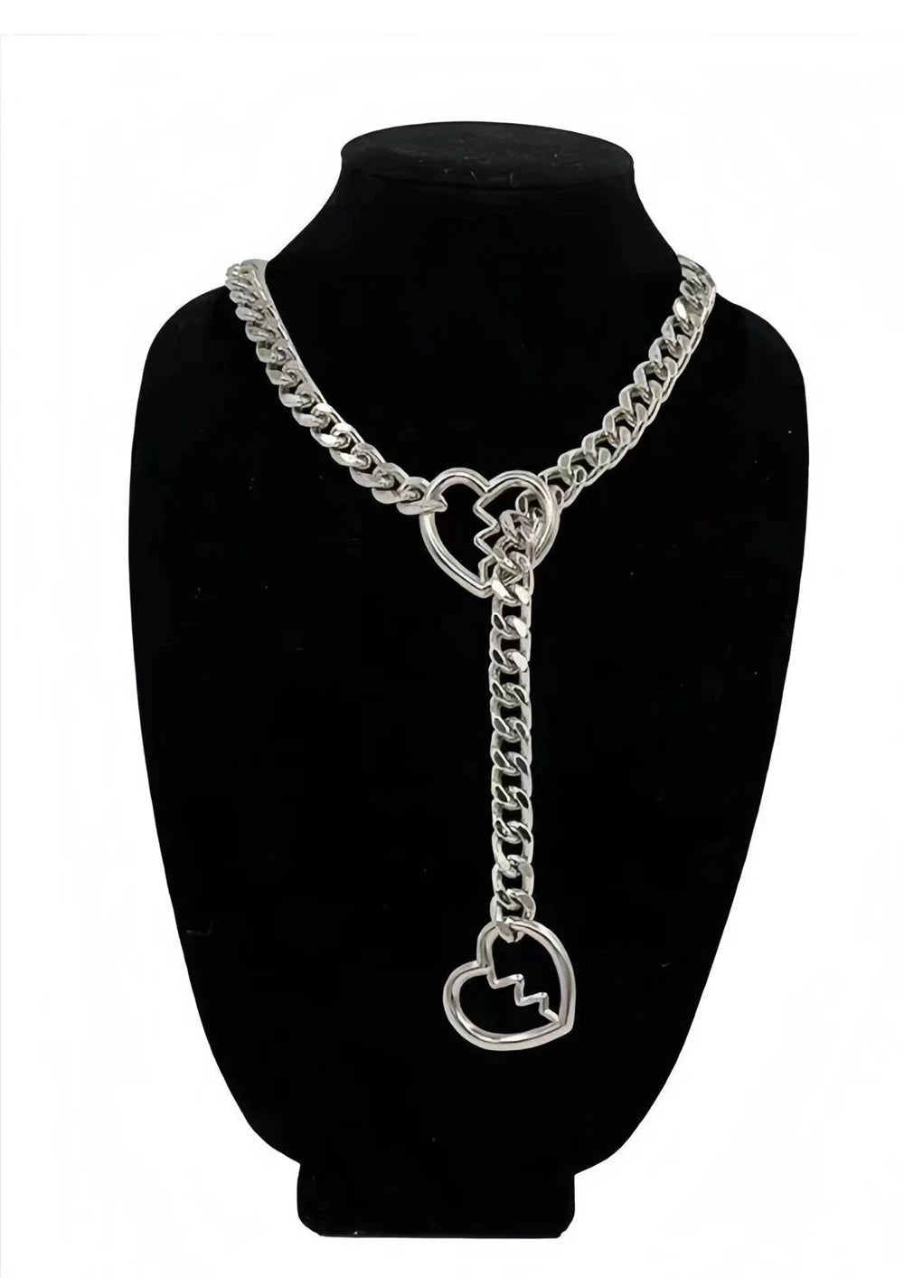 Y2K Silber Slip Kette Stern O-Ring Schloss Offenes Herz Charm Lariat Halskette für Frauen Punk Rock Cuban Link Kette Anhänger Y Halskette