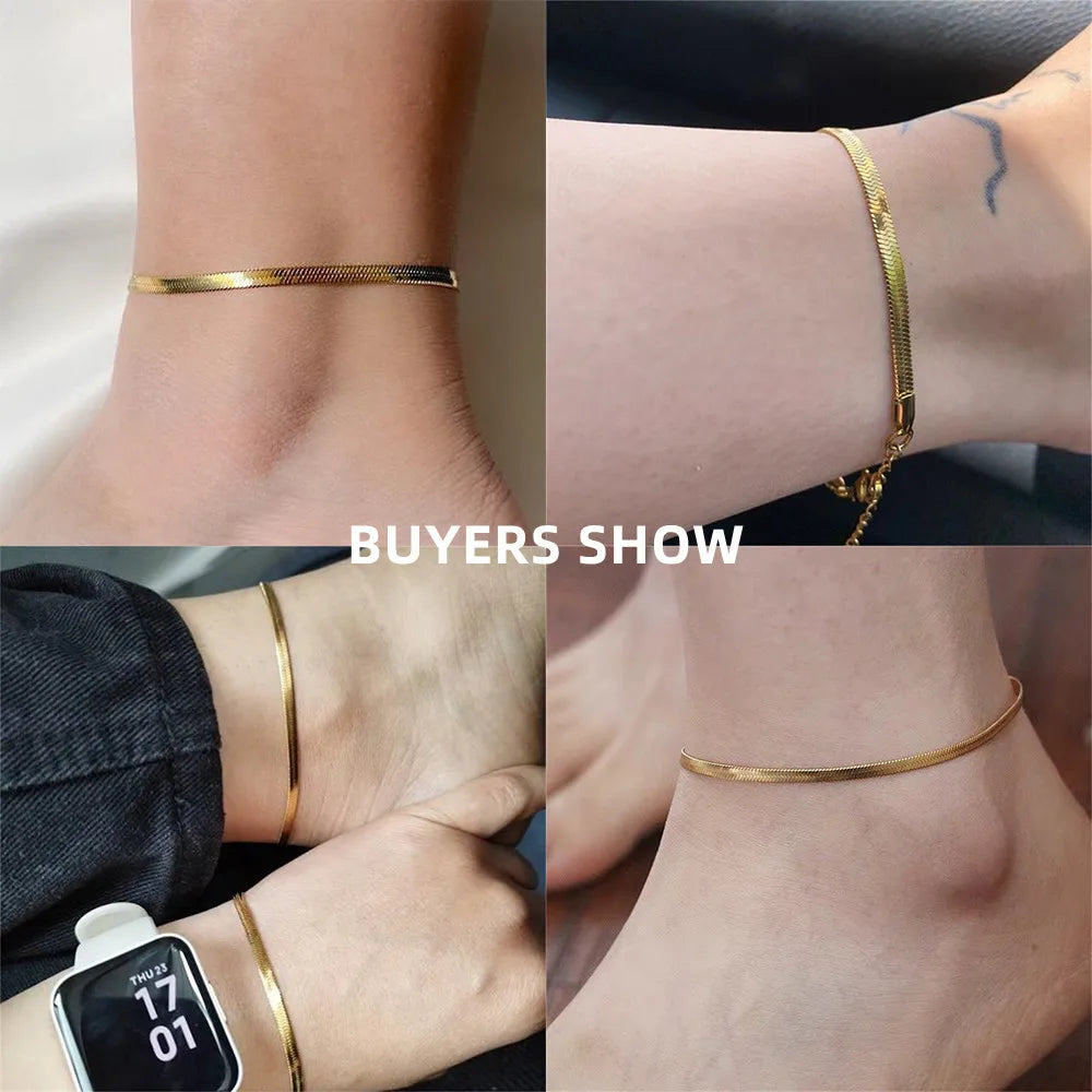 Klassische Schlangenknochen-Ketten-Fußkettchen für Frauen und Mädchen, verstellbare Sommer-Strandkette, Fußkettchen, Armband für Frauen, Schmuck, exquisites Geschenk