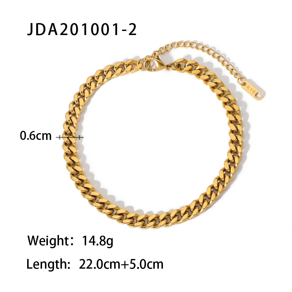 3mm 6mm 8mm Punk Miami Kubanischen Kette Fußkettchen Für Frauen Gold Überzogene Edelstahl Stapeln Kette Fußkettchen fuß Schmuck