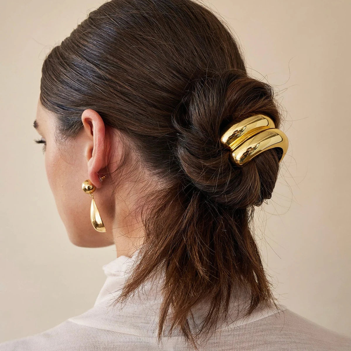 Uworld Mode gehämmert glänzende geometrische Doppel bogen Pony Haarnadel Kopf bedeckung Vintage Schmuck Pony Manschette Zubehör Geschenk 2024