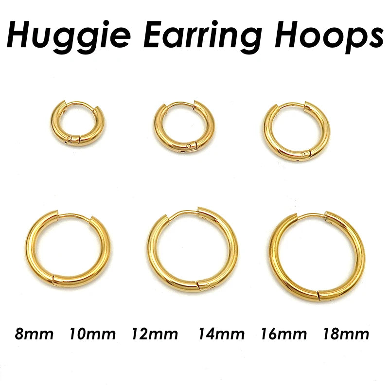 20 Stück Edelstahl-Creolen für Damen und Herren, Huggie-Ohrringe, goldfarben, minimalistische Huggie-Ohrring-Creolen