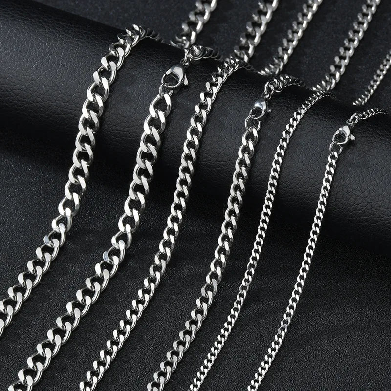 Männer Edelstahl Basic Kette Halskette Titan Stahl Schmuck Kubanische Kette Für Frauen