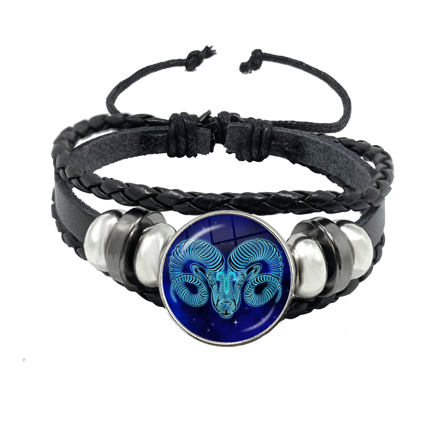 12-Sternbild-Sternzeichen-Knopfarmband, mehrschichtiges geflochtenes Lederarmband, Armreif für Geburtstagsfeier, Schmuck, Geschenk