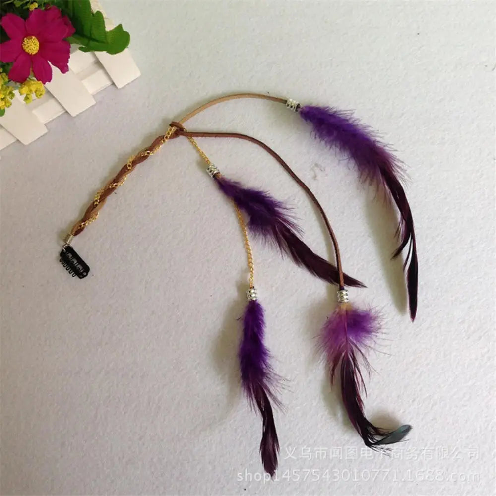 2024 neue Modische Boho Feder Stirnband Perücke Perlen Feder Kopfschmuck Handgemachte Haar Clip Mädchen Haar Zubehör Hohe Qualität