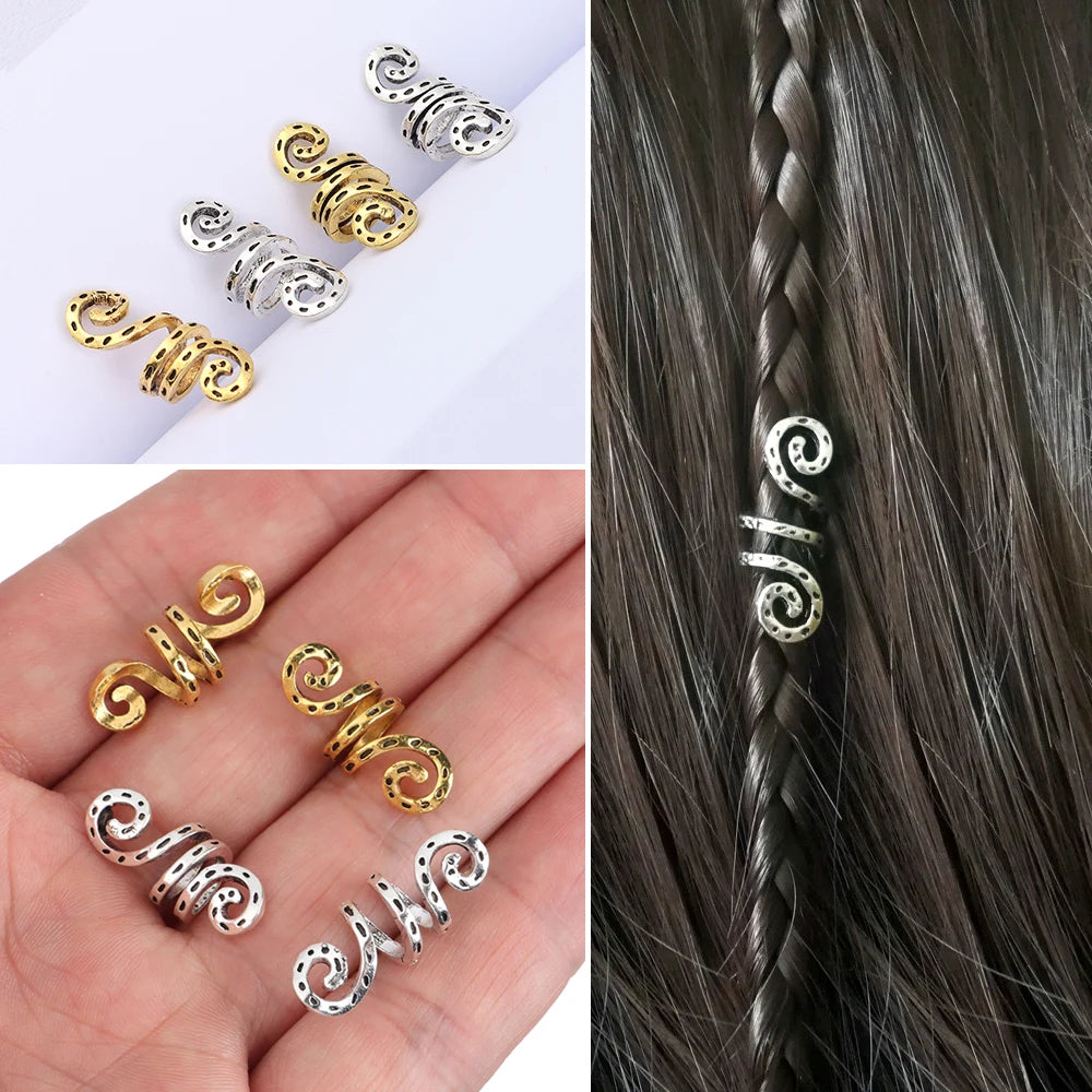 10pcs Wikinger Spirale Charme Perlen für Haar zöpfe Bart Haar Perlen Schmuck Vintage Frauen Mädchen Haarnadel Haars pangen Zubehör