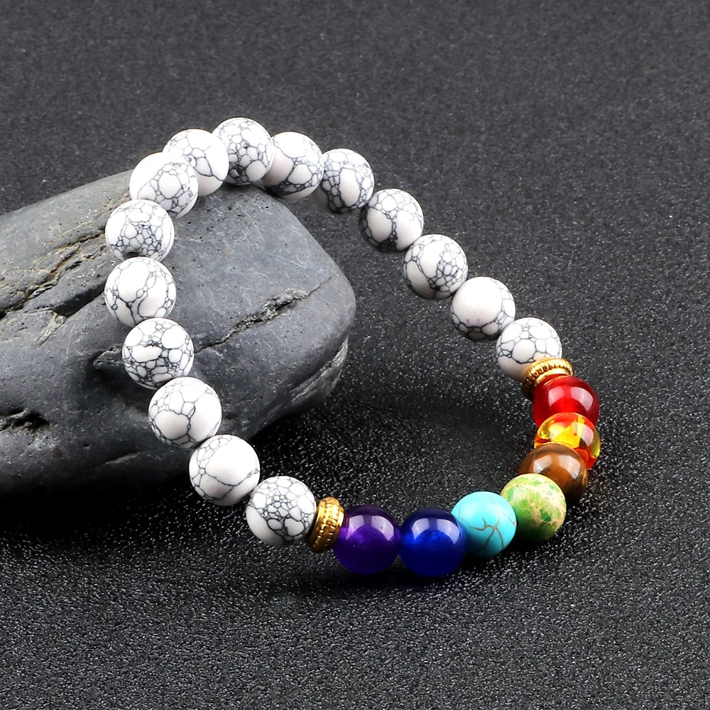 2 Stücke Naturstein 7 Chakra Heilung Perlen Einstellbare Geflochtene Armbänder Männer 8mm Lava Stretch-armband Frauen Reiki Buddha Schmuck
