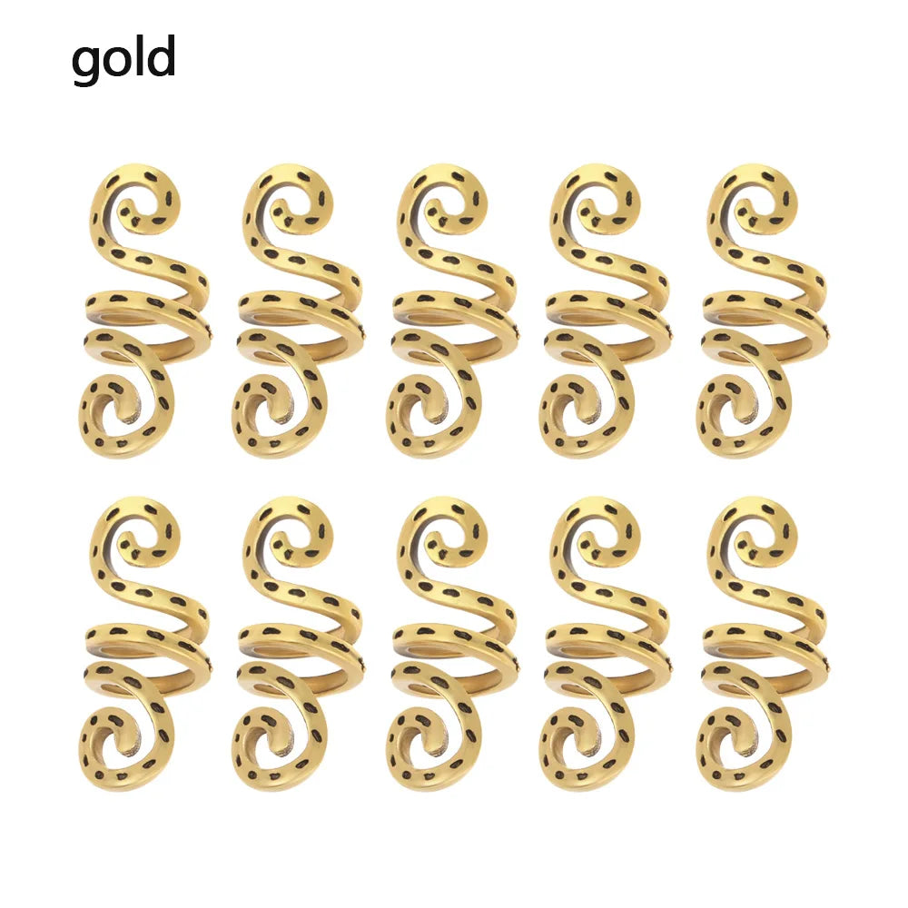 10pcs Wikinger Spirale Charme Perlen für Haar zöpfe Bart Haar Perlen Schmuck Vintage Frauen Mädchen Haarnadel Haars pangen Zubehör