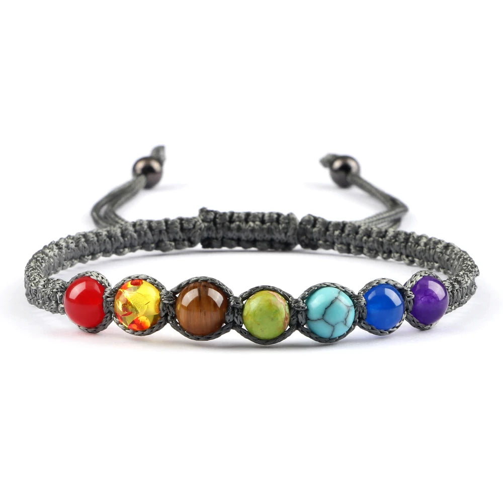 Handgewebtes 7-Chakra-Heilperlen-Armband für Männer, 6 mm, Naturstein, Gebetsarmbänder, Paare, modischer Armreif, Damen, Yoga, Schmuck, Geschenk