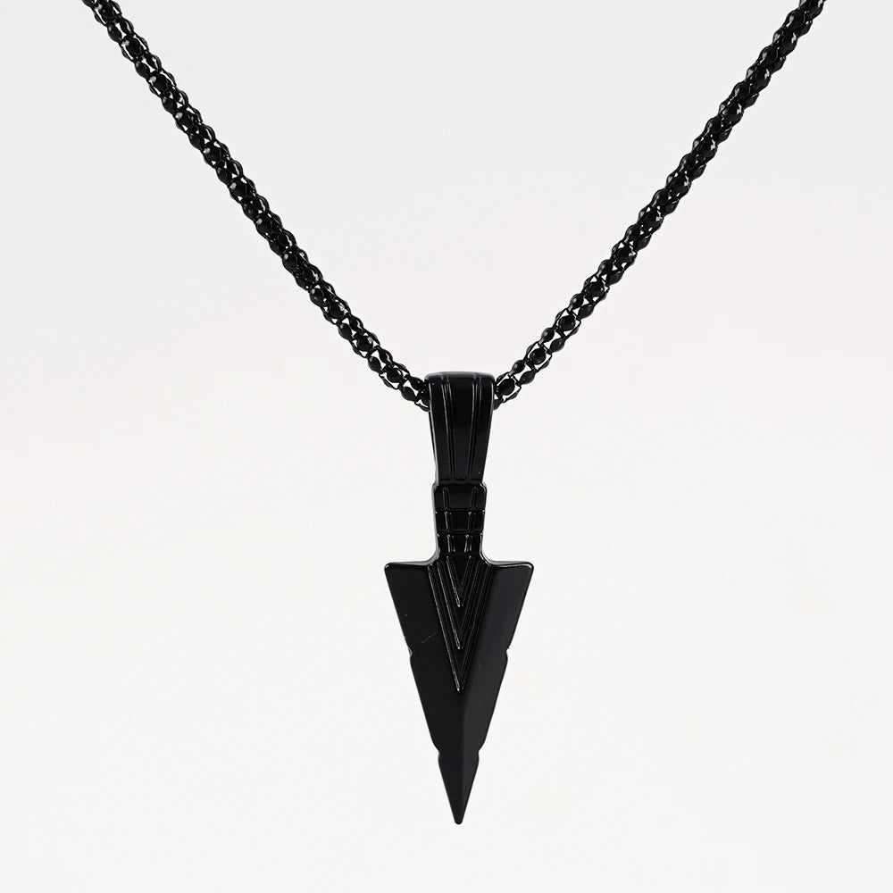 Männer Design Matte Schwarz Lange Halskette Mit Pfeil Anhänger Schmuck Kette Hip Hop Punk Rock Weihnachten Halloween Geschenk Für Männer frauen