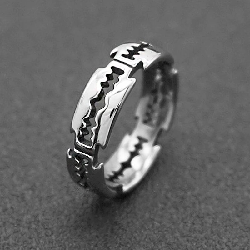 Charme Edelstahl Hip Hop Klingen Ring Mode Punk Rock Schwarz Silber Farbe Ring Liebhaber Paar Ringe für Mann Und Frauen Ring
