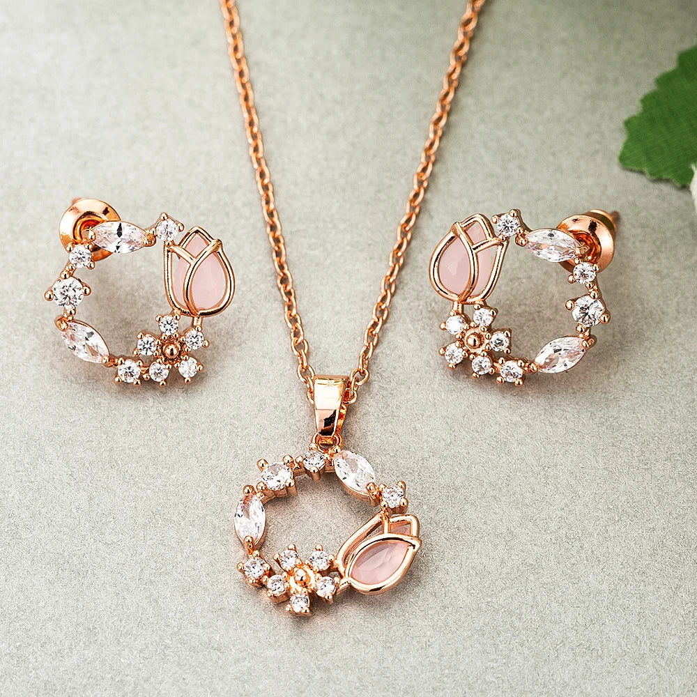 Mode Hochzeit Braut Zirkonia Schmuck Sets Für Frauen Romantische Shell Blume Halsband Elegante Perle Halsketten Ohrringe Bijoux Geschenk