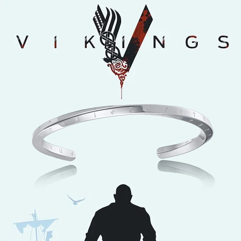 Vnox Retro Nordic Vikings Manschettenarmreif für Männer, Edelstahl Mobius Nordische Mythologie Runen Amulett Schmuck