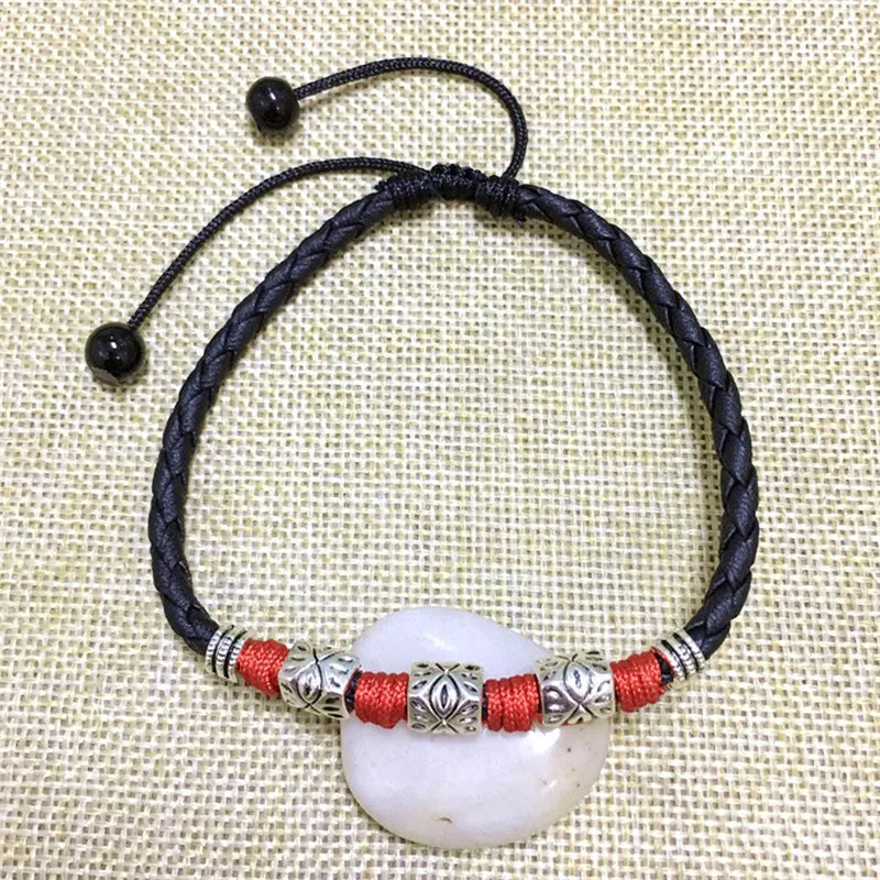Verstellbare handgemachte coole einfache Blatt-Fußkettchen gewebt verstellbares Seil Glücksfuß-Armband für Frauen Männer Schmuck