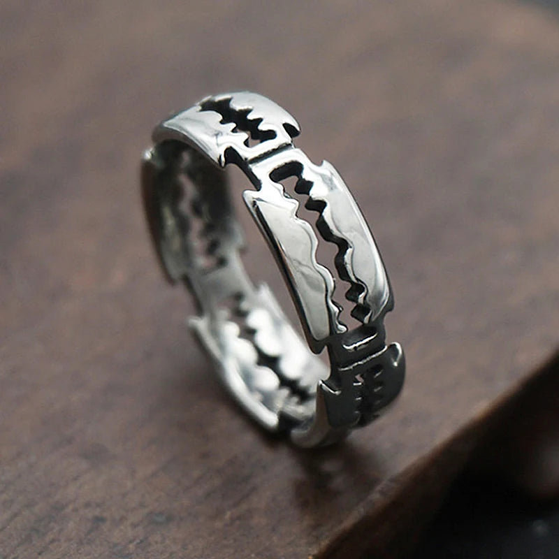 Charme Edelstahl Hip Hop Klingen Ring Mode Punk Rock Schwarz Silber Farbe Ring Liebhaber Paar Ringe für Mann Und Frauen Ring