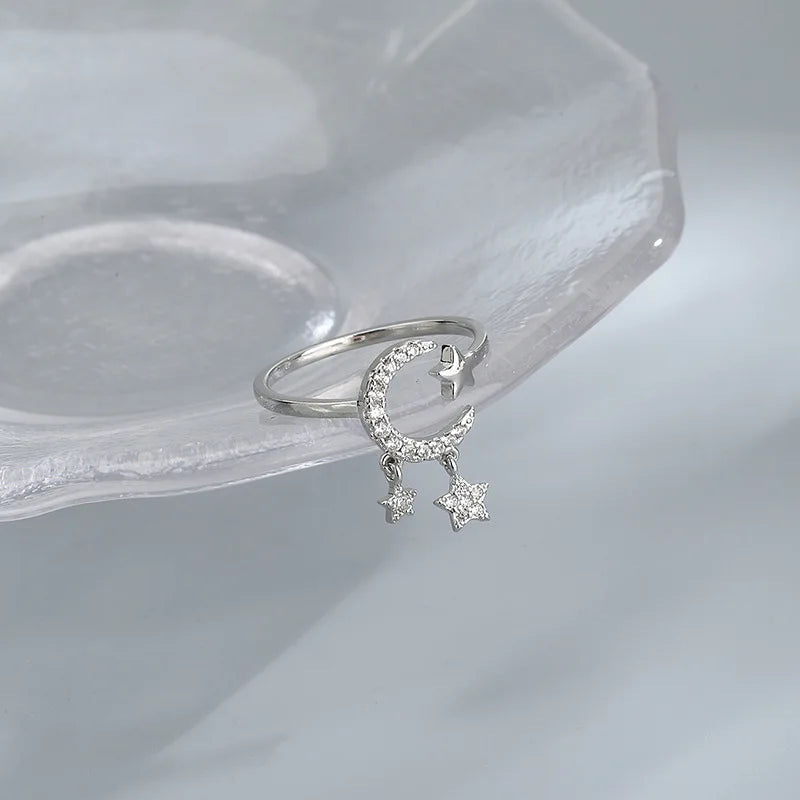 VENTFILLE 925er Silber Mondquaste Öffnung Damenmode Ins Ring