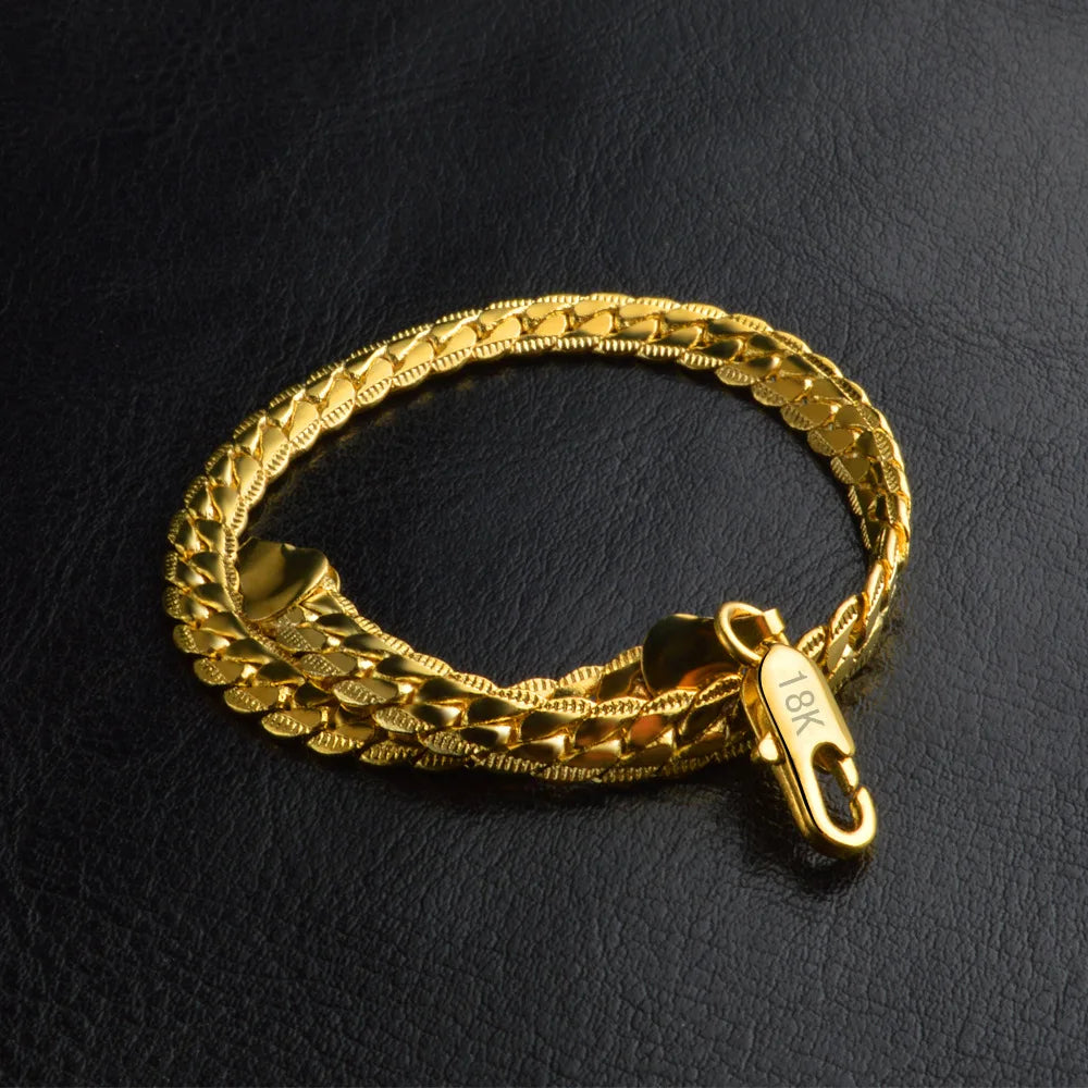 20 cm 8 Zoll 18 Karat Gold 925 Sterling Silber Armbänder für Damen Herren klassische 5 mm Kette Hochzeit Party Weihnachtsgeschenke edler Schmuck