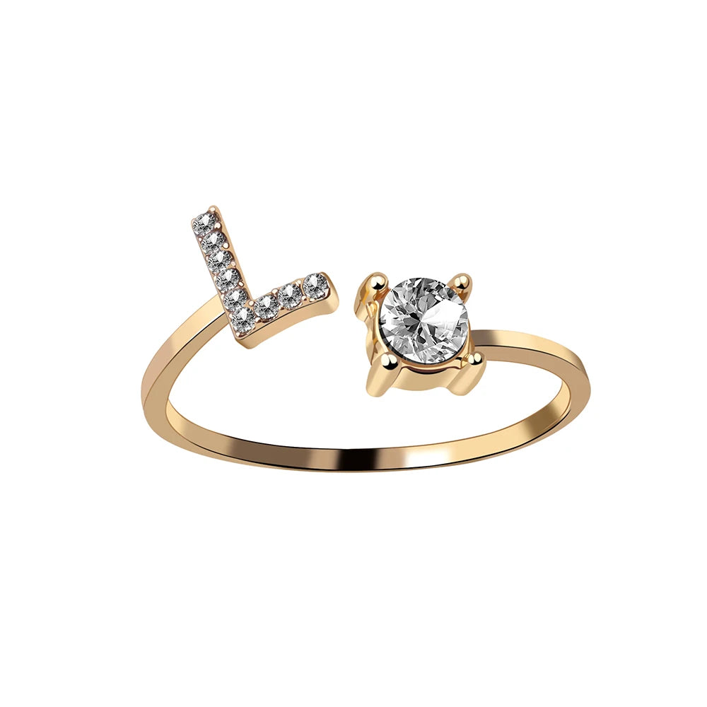 Mode 26 Initial Brief Ring Silber Farbe Persönlichkeit Finger Ringe Frauen Einfache Elegante Schmuck Freundschaft Geschenk Großhandel