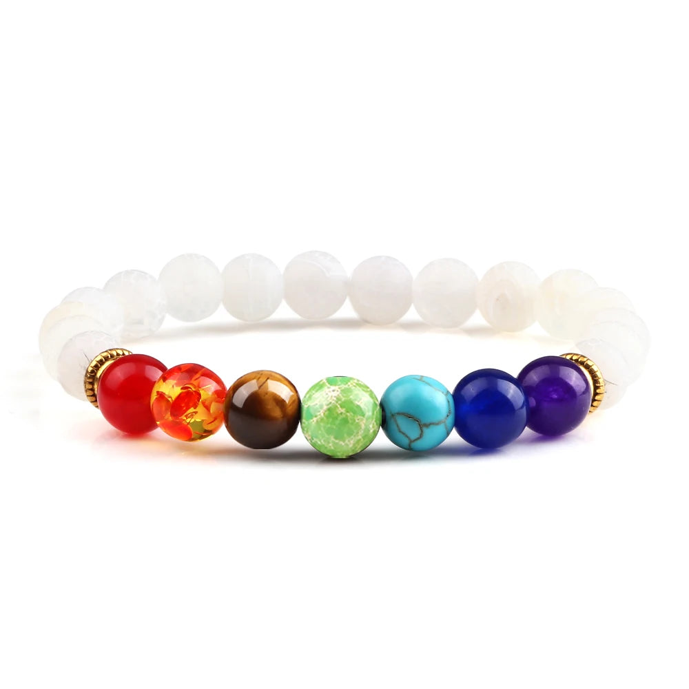 2 Stücke Naturstein 7 Chakra Heilung Perlen Einstellbare Geflochtene Armbänder Männer 8mm Lava Stretch-armband Frauen Reiki Buddha Schmuck