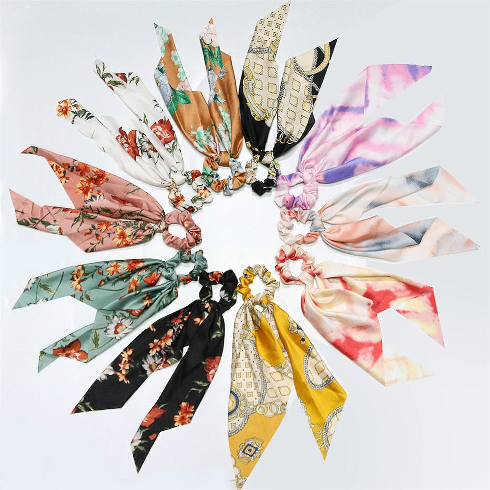 Neue Mode Druck Bogen Scrunchies Haar Band Für Frauen Elastische Haarband Mädchen Schachtelhalm Haar Krawatten Haar Zubehör