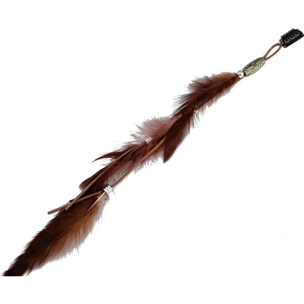 2024 neue Modische Boho Feder Stirnband Perücke Perlen Feder Kopfschmuck Handgemachte Haar Clip Mädchen Haar Zubehör Hohe Qualität