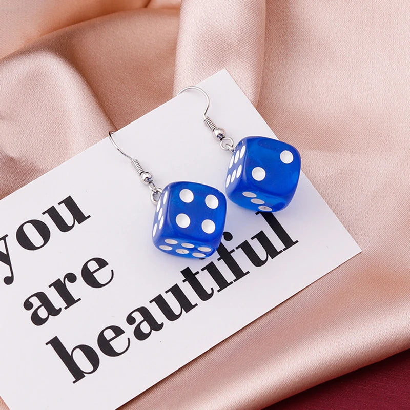 Handmade Cartoon 3D Harz Dice Tropfen Ohrring Quaste Casino Candy Farbe Persönlichkeit Spaß Schmuck für Frauen Weibliche Geschenk