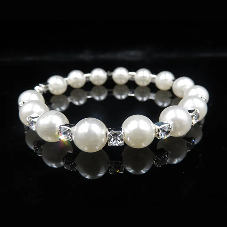 Hochzeit Braut Schmuck Set String von Perlen Prom Silber Farbe Kristall Armband Halskette Ohrringe für Frauen schmuck sets