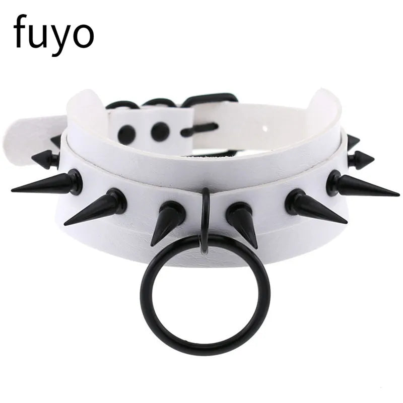 Weiß Sexy Vegan Choker Halsketten Punk Harajuku Goth Kragen Kette Traktion Halskette Leder Bondage Cosplay Party Schmuck Grunge