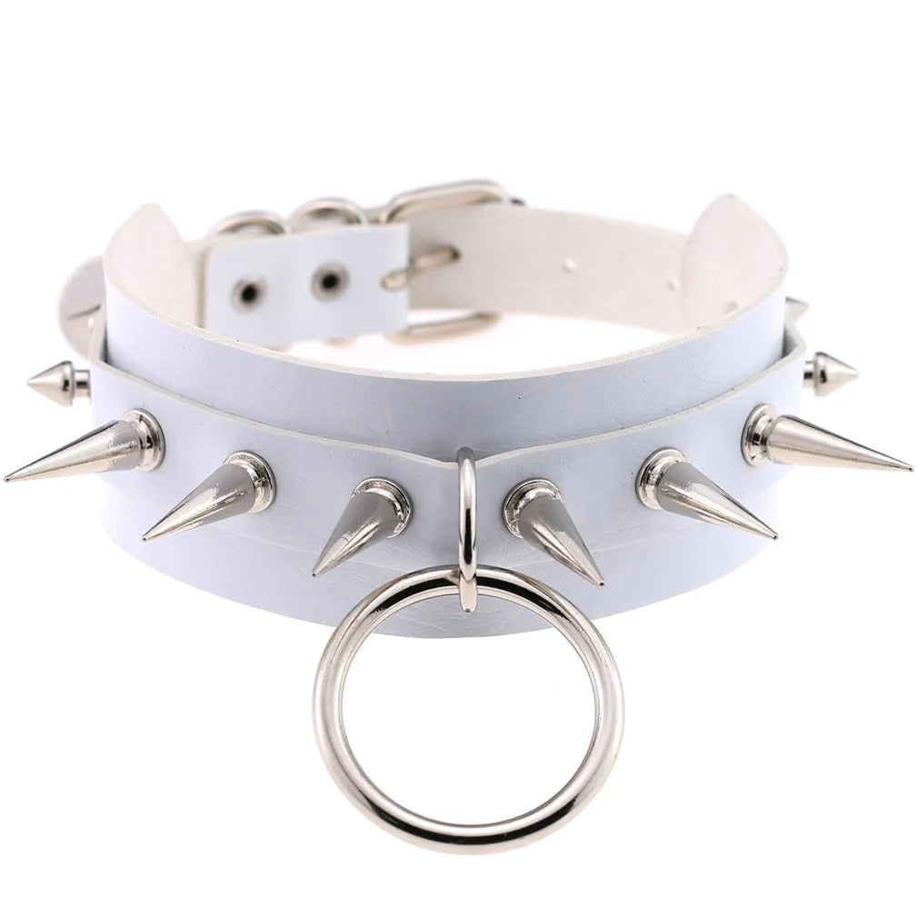 Weiß Sexy Vegan Choker Halsketten Punk Harajuku Goth Kragen Kette Traktion Halskette Leder Bondage Cosplay Party Schmuck Grunge