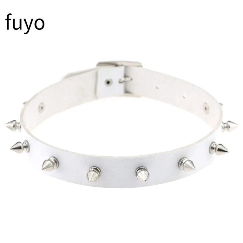 Weiß Sexy Vegan Choker Halsketten Punk Harajuku Goth Kragen Kette Traktion Halskette Leder Bondage Cosplay Party Schmuck Grunge
