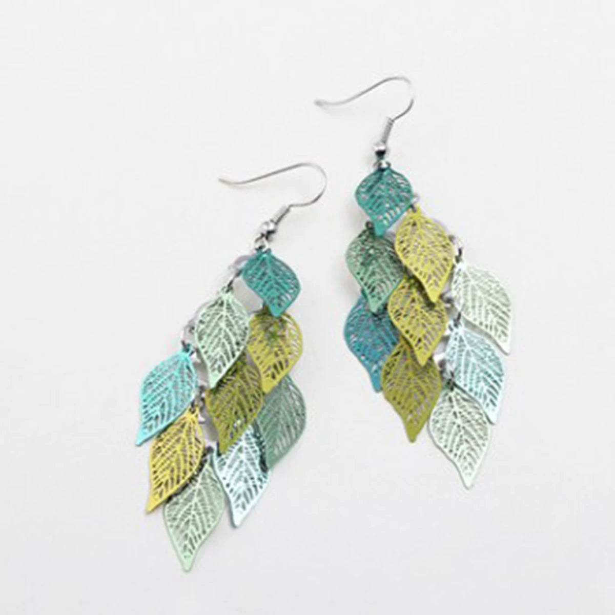 8 jahreszeiten Mode Vintage Tropfen Ohrringe Blatt Bunte Feder Anhänger Quaste Für Frauen Ohrringe Zubehör Schmuck 2022 Trend