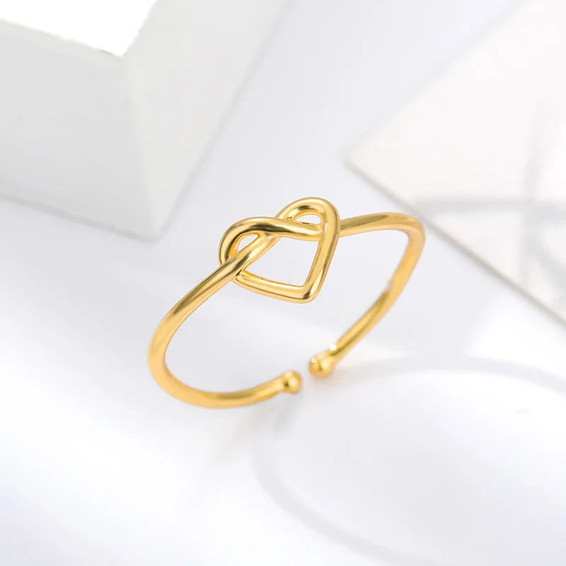Edelstahl Ringe für Frauen Gold Farbe Paar Herz Ring 2023 Trend Neu in Hochzeit Ästhetischen Luxus Schmuck anillos mujer
