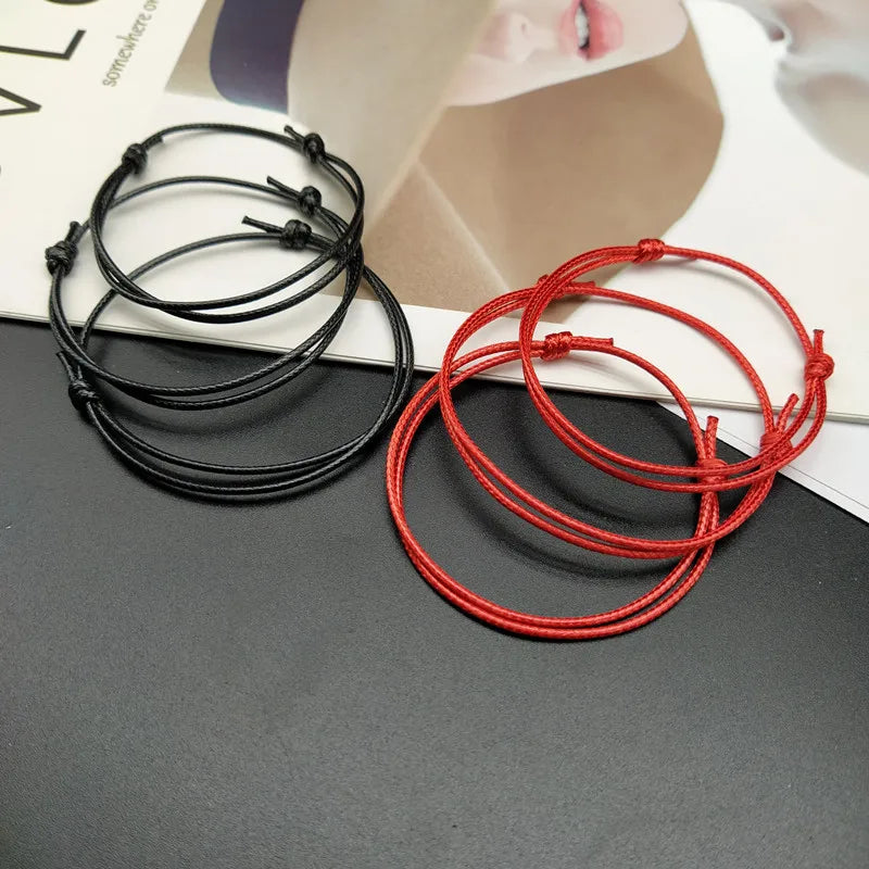 2020 mode Seil Glück Armband Für Männer Frauen Einfache Rot Schwarz Farbe Einstellbare Hand Schmuck Geschenk Für Freund Großhandel Schmuck