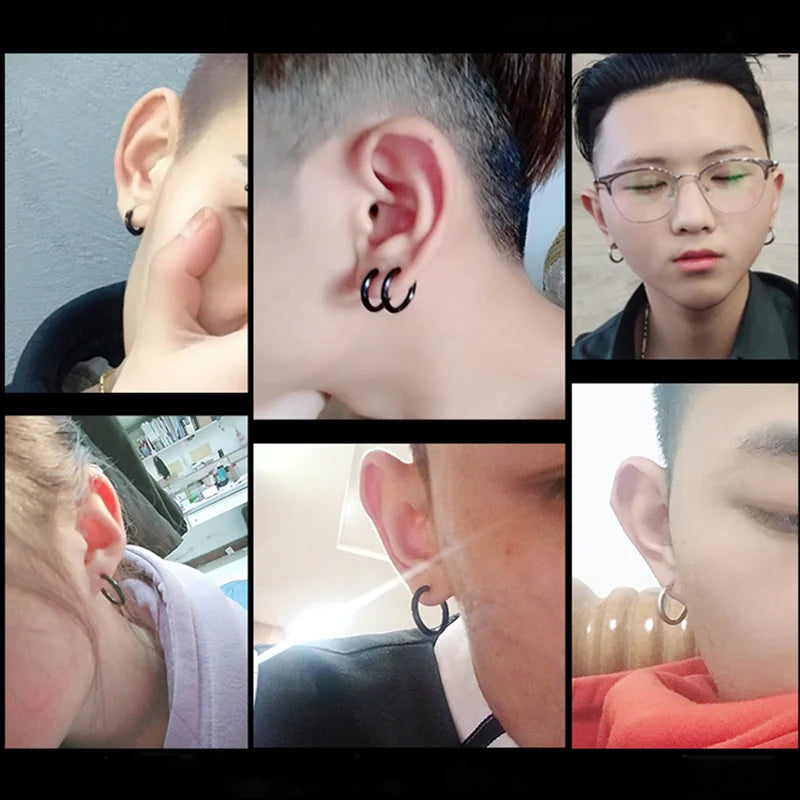 1 Paar Damen/Herren-Ohrringe aus Edelstahl mit kleinen Creolen, Piercing, Ohrknorpel, Tragus, einfacher dünner Kreis, antiallergische Ohrschnalle