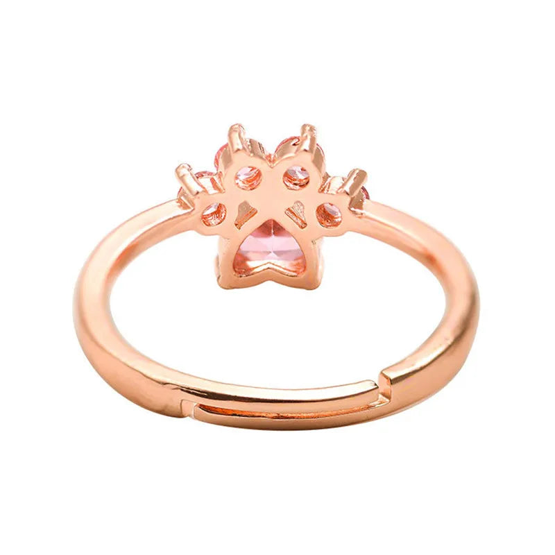 Nette Cartoon Katze Pfote Kristall Engagement Design Heißer Verkauf Ringe Für Frauen Rosa Zirkon Kubische Elegante Ringe Weibliche Hochzeit schmuck