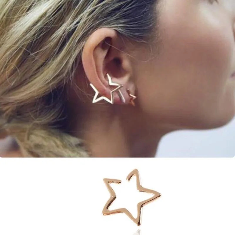 Mädchen Hohle Stern Ohr Manschette Ohrringe Ohrstecker Boho Vintage Gefälschte Knorpel Ohrring Clip Ohrringe Frauen Ohrringe Punk Rock Earcuff