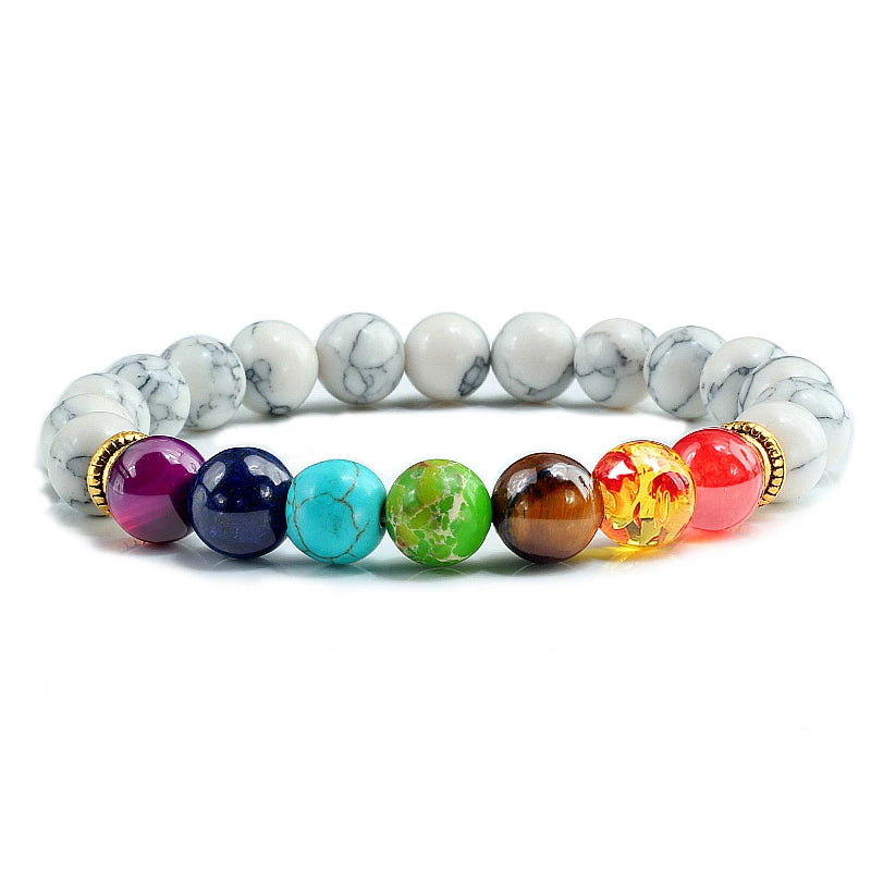 7-Chakra-Perlen, natürliches Lava-Tigerauge-Stein-Armband für Damen und Herren, Heilung, Gleichgewichtstherapie, Armbänder, Schmuck, Gebet, verstellbar