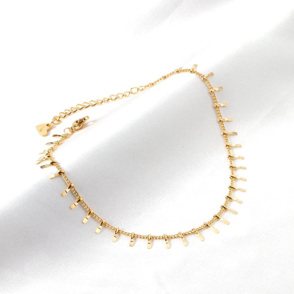 LUXUSTEEL Edelstahl Fußkettchen Armbänder Für Frauen Quaste Seestern Charme Gold Farbe Link Kette Auf Bein Mode Fuß Schmuck