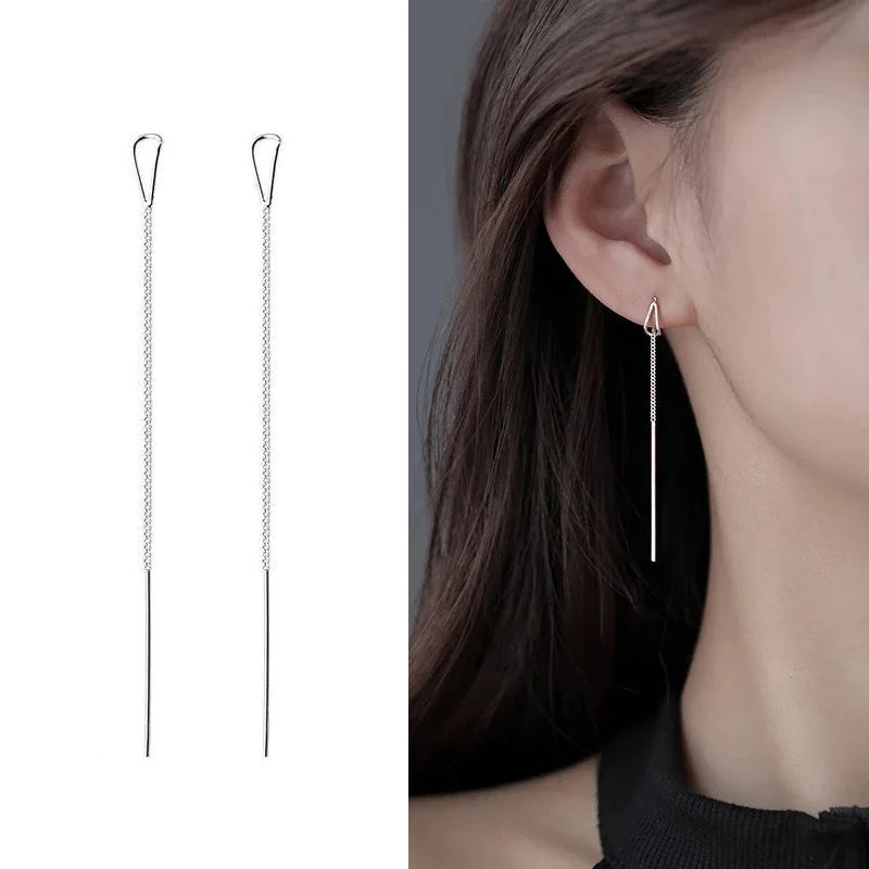 316L Edelstahl Lange Quaste Ohrringe Für Frauen Elegante Einfache Gold Farbe Tropfen Ohrring Stilvolle Schmuck Persönlichkeit Geschenk
