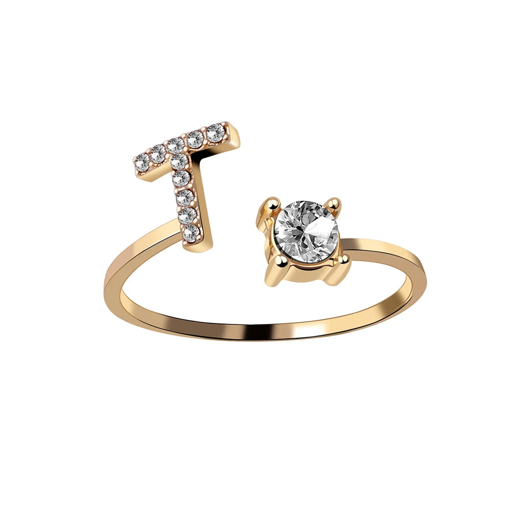 Mode 26 Initial Brief Ring Silber Farbe Persönlichkeit Finger Ringe Frauen Einfache Elegante Schmuck Freundschaft Geschenk Großhandel