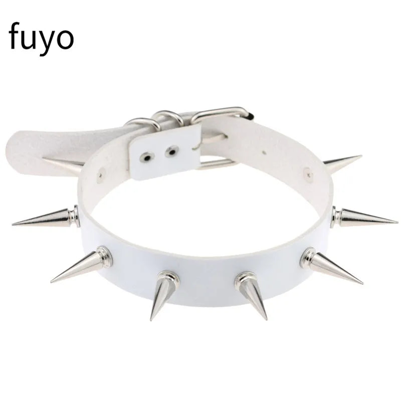 Weiß Sexy Vegan Choker Halsketten Punk Harajuku Goth Kragen Kette Traktion Halskette Leder Bondage Cosplay Party Schmuck Grunge