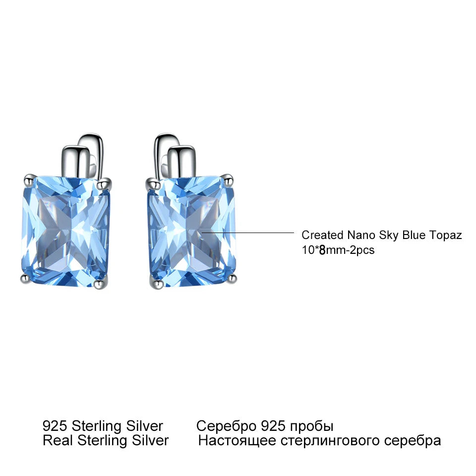 UMCHO Luxus Nano Sky Blue Topas Edelstein Schmuck Solide 925 Sterling Silber Clip Auf Ohrringe Für Frauen Geburtstag Geschenk Mode