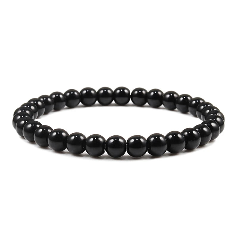 Natürliche Stein Elastische Armband 6mm Charme Männer Schwarz Lava Blau Perlen Strang Armbänder für Frauen Yoga Meditation Schmuck pulseira