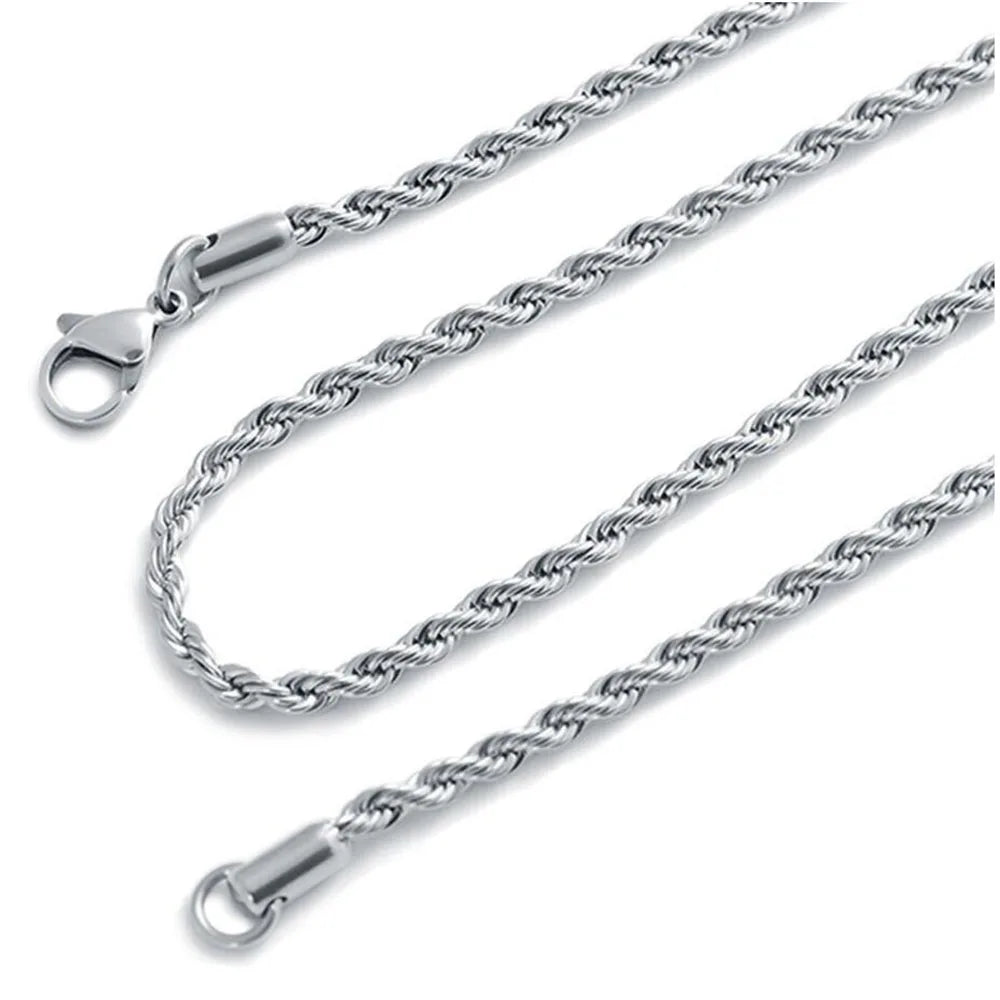 Männer Kette Halskette 60cm Lange Halskette 3mm Breite Halskette für Männer SilverTitanium Stahl Link Kette Halsketten Männer