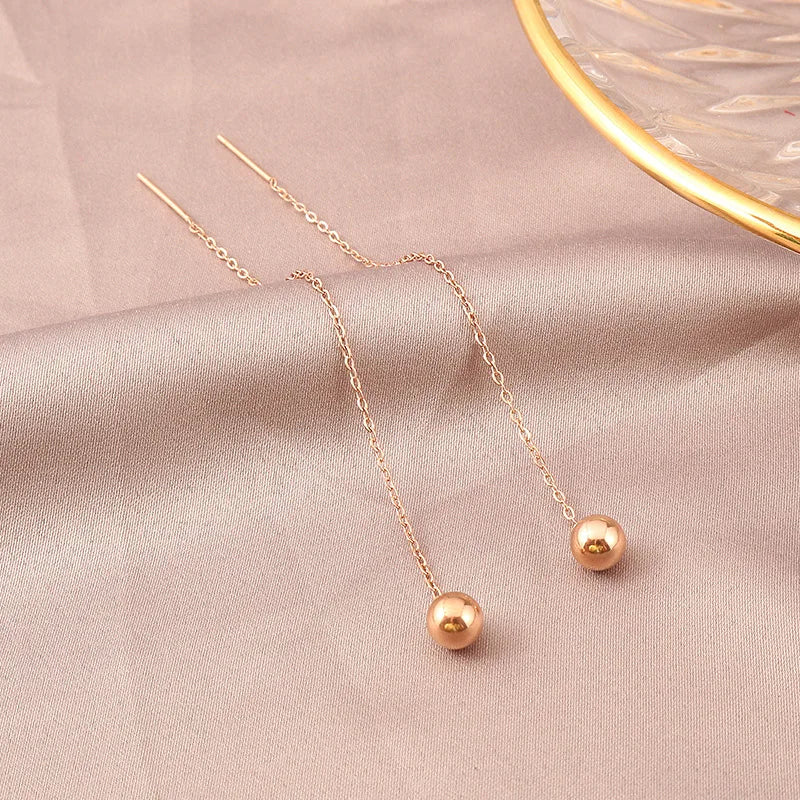 316L Edelstahl Lange Quaste Ohrringe Für Frauen Elegante Einfache Gold Farbe Tropfen Ohrring Stilvolle Schmuck Persönlichkeit Geschenk