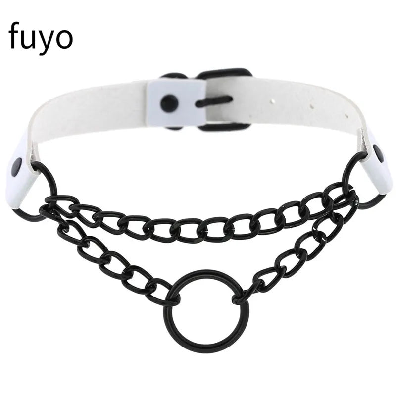 Weiß Sexy Vegan Choker Halsketten Punk Harajuku Goth Kragen Kette Traktion Halskette Leder Bondage Cosplay Party Schmuck Grunge