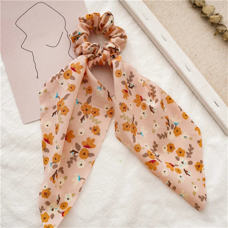 Neue Mode Druck Bogen Scrunchies Haar Band Für Frauen Elastische Haarband Mädchen Schachtelhalm Haar Krawatten Haar Zubehör