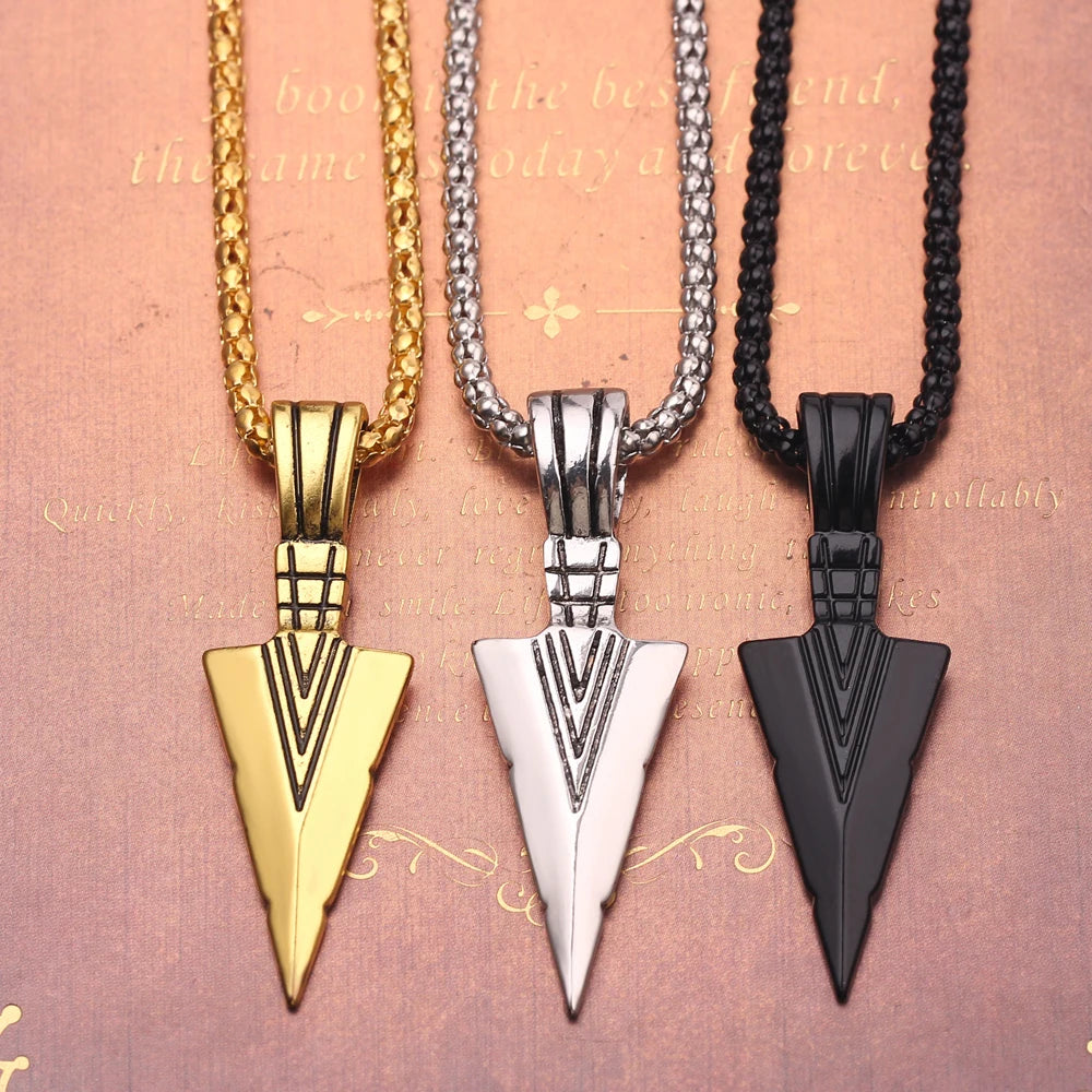 Männer Design Matte Schwarz Lange Halskette Mit Pfeil Anhänger Schmuck Kette Hip Hop Punk Rock Weihnachten Halloween Geschenk Für Männer frauen