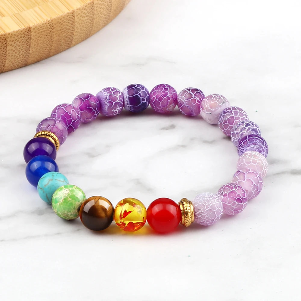 2 Stücke Naturstein 7 Chakra Heilung Perlen Einstellbare Geflochtene Armbänder Männer 8mm Lava Stretch-armband Frauen Reiki Buddha Schmuck